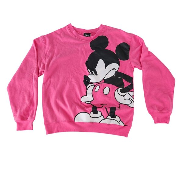 Disney Minnie Mouse Pullover Sweatshirt Pink Juniors Size Medium 7-9 Soft EUC - Picture 1 of 13